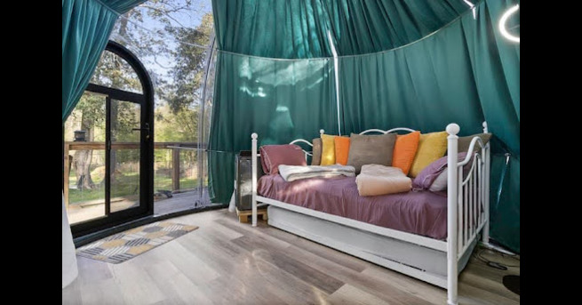 luxury glamping dome with hot tub