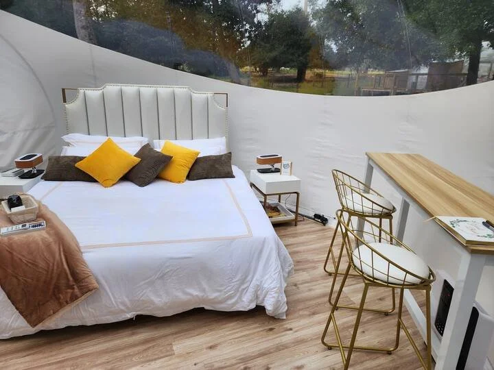 Romantic bubble glamping retreat
