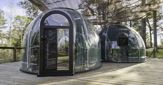 Bubble glamping experience in Texas during winter