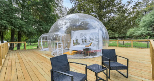 First time bubble glamping experience Texas